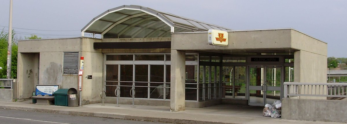 Toronto Transit Commission Glencairn Station subway entrance in Toronto Canada