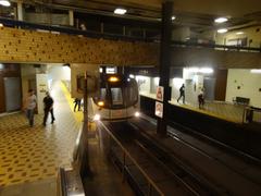 Southbound subway train arriving at St Clair West TTC subway station in Toronto