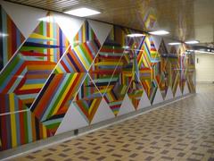 Artistic tiled wall at St. Clair West TTC subway station in Toronto