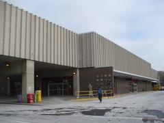 Keele subway station main entrance and bus loop on a bleak December day