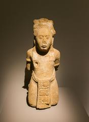 Bound prisoner carved on Monument 151 of Toniná, ancient Mayan limestone sculpture from Chiapas, Mexico