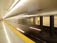 TTC subway train at Greenwood station on Toronto subway