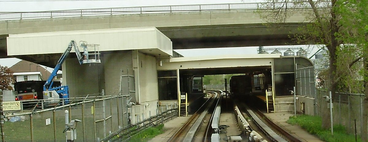 Toronto Transit Commission Lawrence East station viewed from a southbound RT train in Scarborough