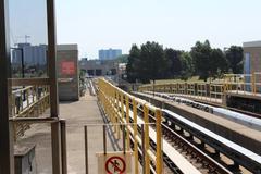 View from McCowan station platform towards McCowan Yard with railway tracks and infrastructure