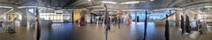 Panoramic view of TTC's original Scarborough Town Centre rapid transit station platform and tracks