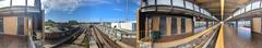 Panoramic view of Kennedy Station on the TTC rapid transit line showing platforms and tracks