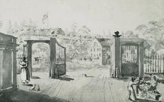Historic view of Lusthusporten on Djurgården in the 1820s