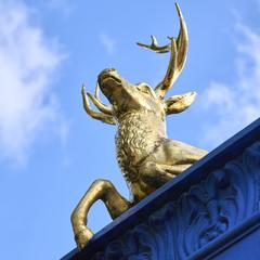 Golden stag statue at the Blue Gate in Djurgården, Stockholm