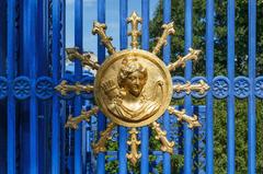 Blue gate entrance detail at Djurgården in Stockholm, Sweden