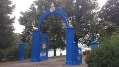 Blue Gate entrance to Djurgården park in Stockholm with archway and stone walls