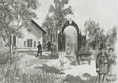 Blå porten entrance gate on Djurgården island in Stockholm in the 1860s