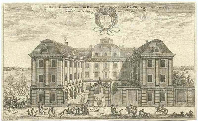 Bååtska palatset historical copper engraving showing the palace facade at Blasieholmsgatan 6 from 1669