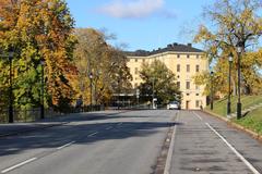 View of Dag Hammarskjölds väg road towards Carolina Rediviva library in Uppsala