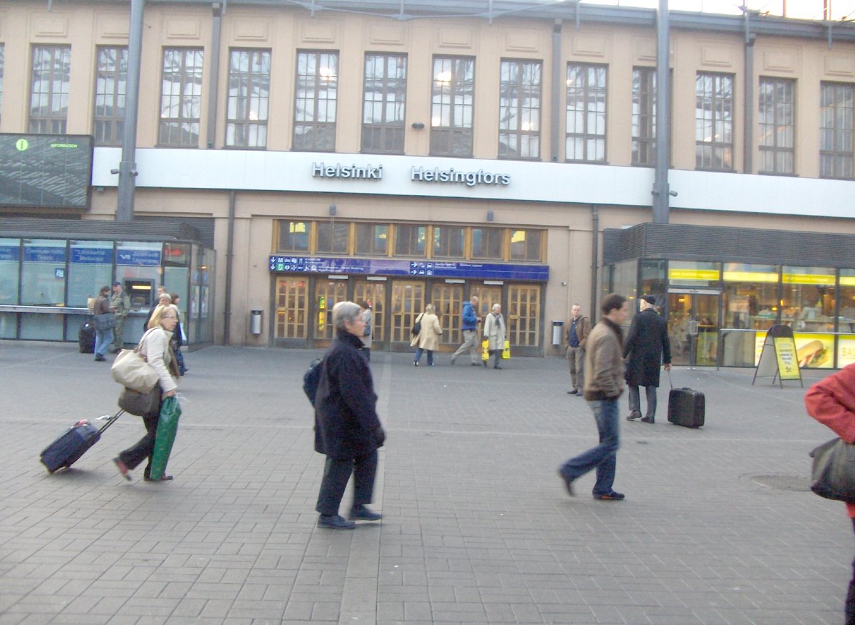 Helsinki Central Railway Station exterior with clock tower