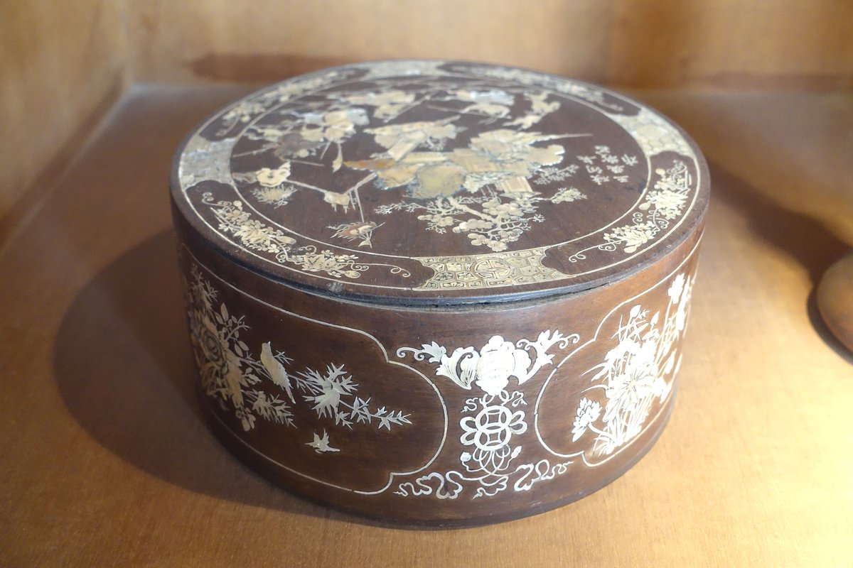 Shell inlaid betel nut box exhibited in the Vietnam Museum of Ethnology Hanoi Vietnam