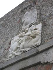 Heraldic emblem of the Genoese Republic and Saint George on Castello San Giorgio in La Spezia
