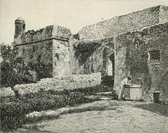 Interior of the castle in La Spezia woodcut