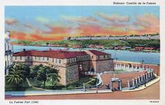 Colored photomechanical postcard of Castillo de la Fuerza in Havana