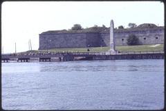 Castle Island with fishing pier as seen from ship Westward S.E.A. school ship engaged in environmental research