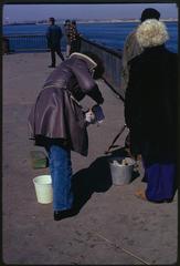 Activity on McCorkle Fishing Pier at Castle Island in Boston Harbor recreation area