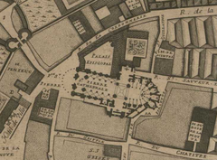 Detail of the 1720 map of Rennes centered on the cathedral