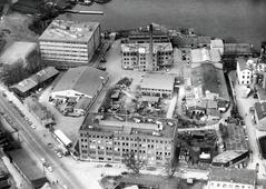 Beckers paint factory in the early 1960s with Spredfabriken building in the top left corner and AB Wilh. Beckers office building in the front