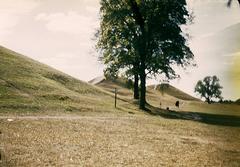 Ancient royal burial mounds at Gamla Uppsala, Sweden, historic archaeological site
