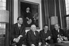 Chancellor Ludwig Erhard visiting Catshuis in Holland with Dr. Gerard Schroder on March 2, 1964