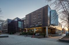Exterior view of Pasila Library in Itä-Pasila, Helsinki, Finland