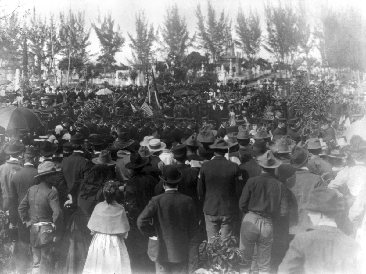 First anniversary ceremony at Cristobal Colon Cemetery honoring USS Maine victims