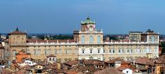 Baroque Ducal Palace in Modena, Italy, home to a major Italian military academy, viewed from the cathedral tower
