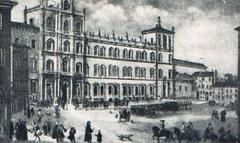 Historical drawing of the Ducal Palace in Modena from 1750