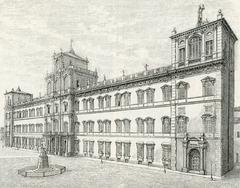 Palazzo Reale known as Ducale in Modena classic woodcut artwork