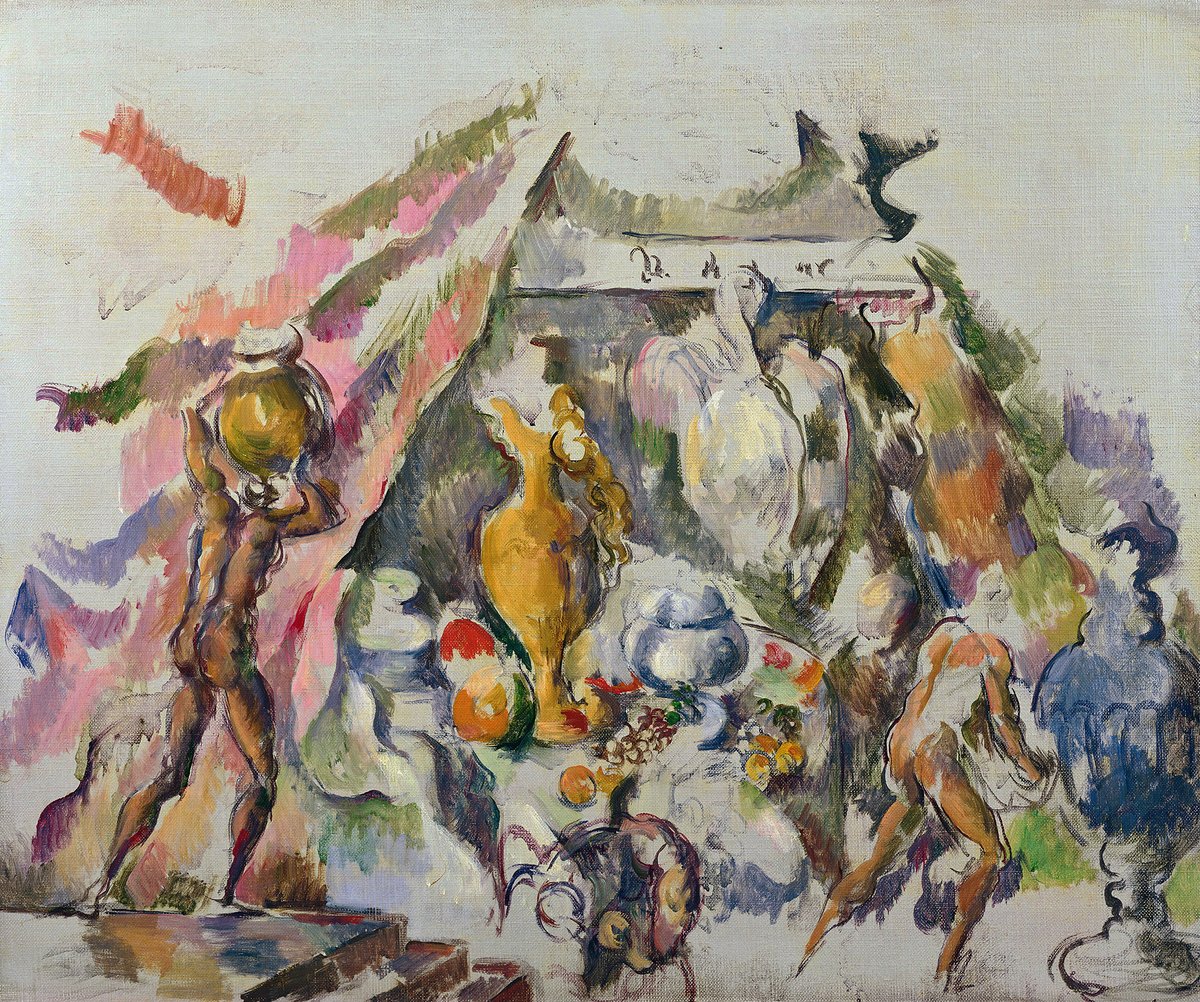 Paul Cézanne painting titled La Préparation au banquet showing people preparing for a banquet