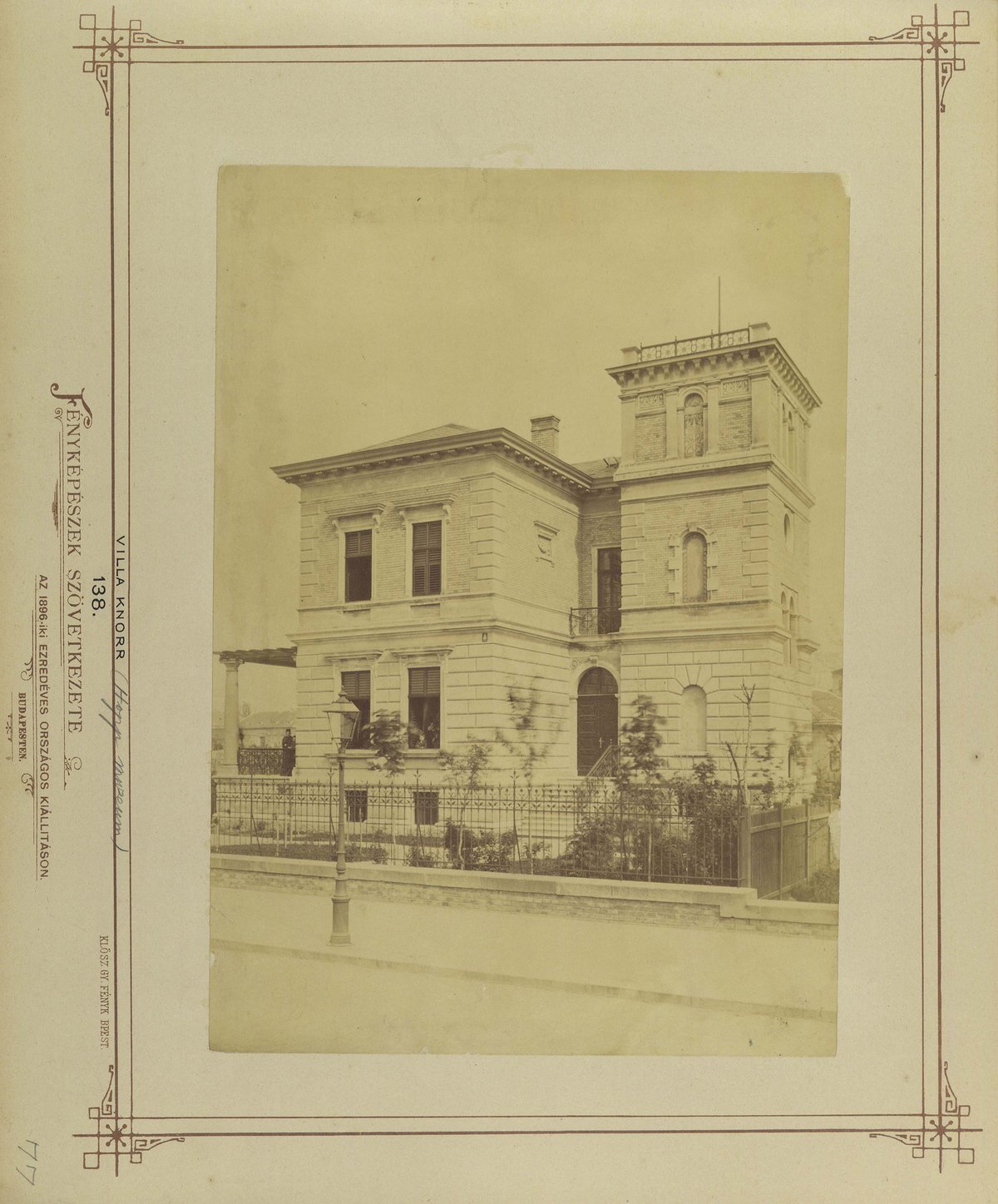 Historic Knorr Villa at Andrássy (Sugár) út 103, now home to the Hopp Ferenc East Asian Art Museum in Budapest, circa 1880