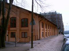 Exercishuset vid Livgardet till häst at Storgatan in Stockholm showing historic military building and horses