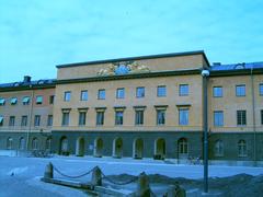 Horse-mounted soldiers outside Kanslikasernen at Livgardet (K 1) regiment in Stockholm