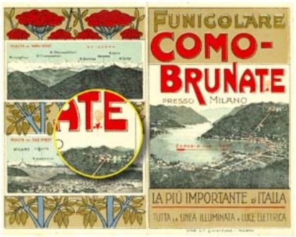 Vintage Como-Brunate funicular railway 1899 leaflet