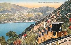 Vintage black and white photo of Como-Brunate funicular railway from 1929