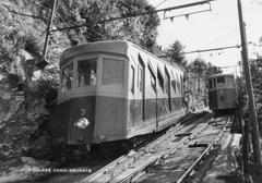 Como-Brunate funicular railway in the 1950s with vintage railway cars