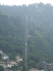 Funicular railway connecting Como and Brunate in a scenic mountainous area