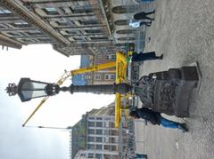 Lanterns surrounding the Palace on Dam Square in Amsterdam-Centrum at night