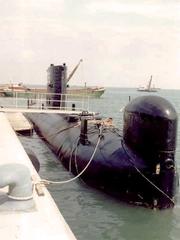 Italian submarine Toti docked at the pier
