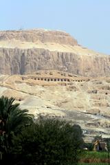 Unfinished tombs and statues of Colossi of Memnon near Luxor Egypt