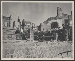 Ceremony in front of the entrance to the Sadi-Carnot shelter