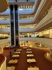 Interior atrium of the Toronto Reference Library with four floors visible