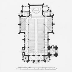 Blueprint floor plan of Oscarskyrkan church designed by architect Gustaf Hermansson