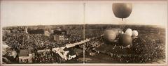 International Ballooning Contest at Aero Park Chicago on July 4th, 1908 with multiple balloons preparing for race