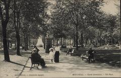 Montreal Dominion Square historic postcard view of city square with buildings and trees