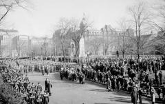 Armistice ceremony in Dominion Square Montreal with Windsor Hotel in the background